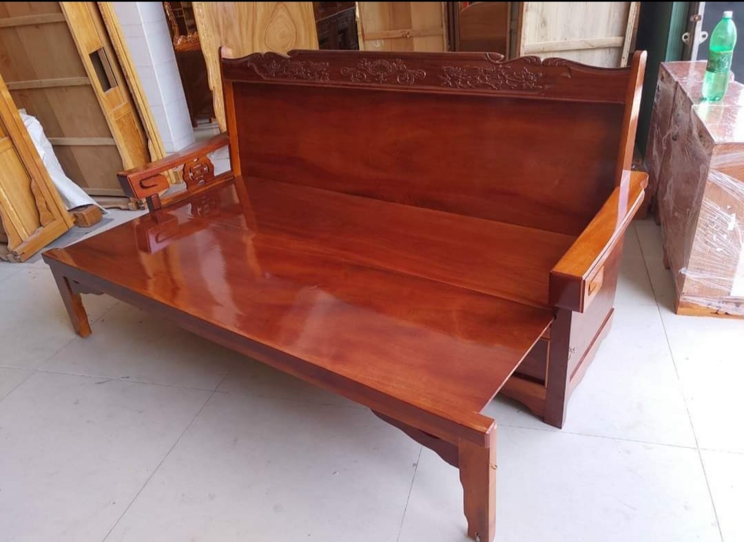 Ghế trường kỷ gỗ xoan đào , ghế gỗ đa năng 1M2 x 2 M