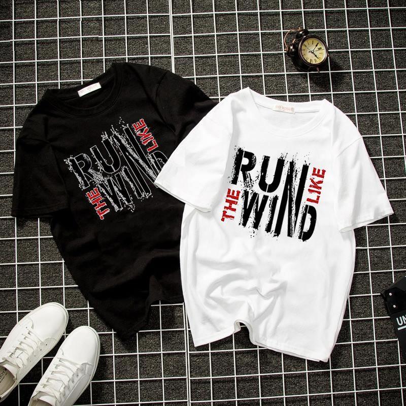 Áo thun unisex form rộng đồ họa chữ kiểu vải dày mịn 2019T1704