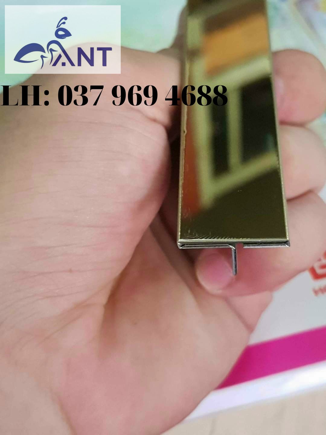 Nẹp inox t20, nẹpt20 inox vàng gương, vàng xước, bào chấn vuông cạnh, dày 0.8 li, giá bán theo thanh, thanh dài 2.44M, dùng trang trí