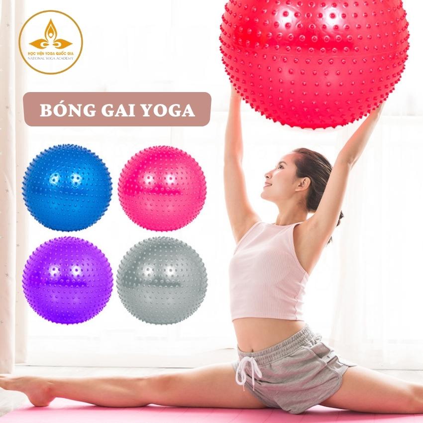 Bóng Tập Yoga Có Gai Massage - YOGA QG, Kích Thích, Tăng Cường Tuần Hoàn Máu Khi Tập Luyện, Tặng Kèm Bơm Bóng