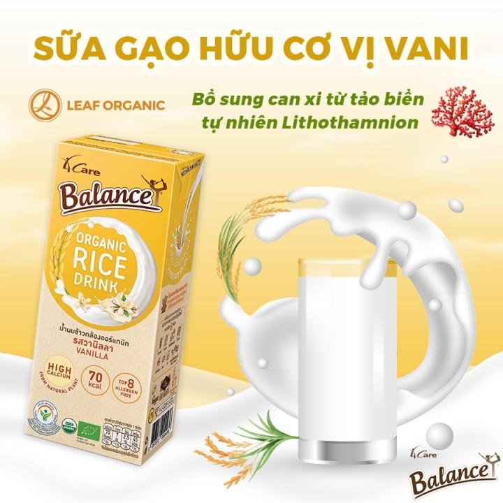 Sữa gạo hữu cơ vani 4Care Balance 180ml, sữa tốt cho sức khỏe mẹ và bé, sữa cho mẹ bầu