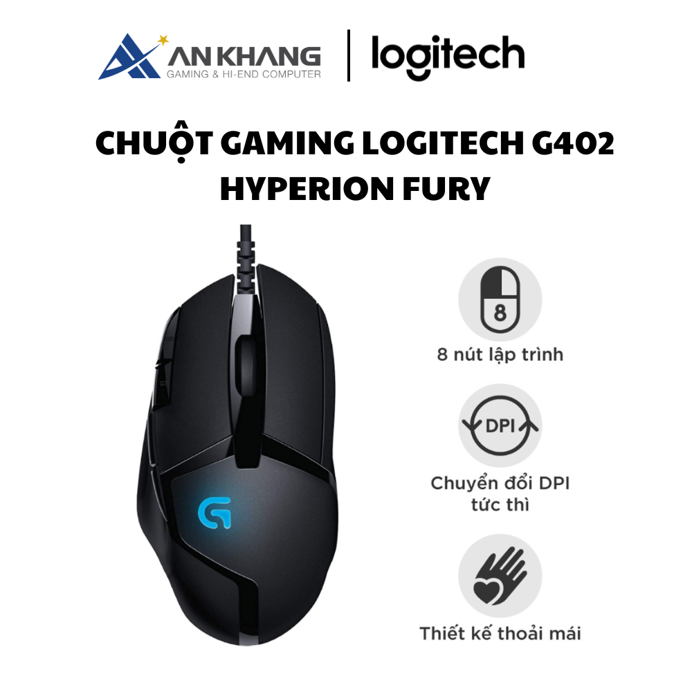 Chuột Gaming Có Dây Logitech Hyperion Fury G402 (910-004070) 4000DPI LED 8 Phím - Hàng Chính Hãng