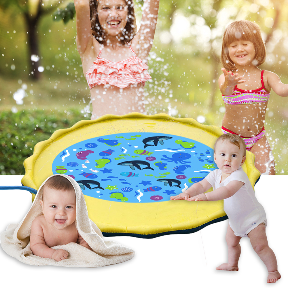 Thảm phun nước cho trẻ em chất liệu nhựa PVC, bền bỉ, giúp vui chơi giải trí