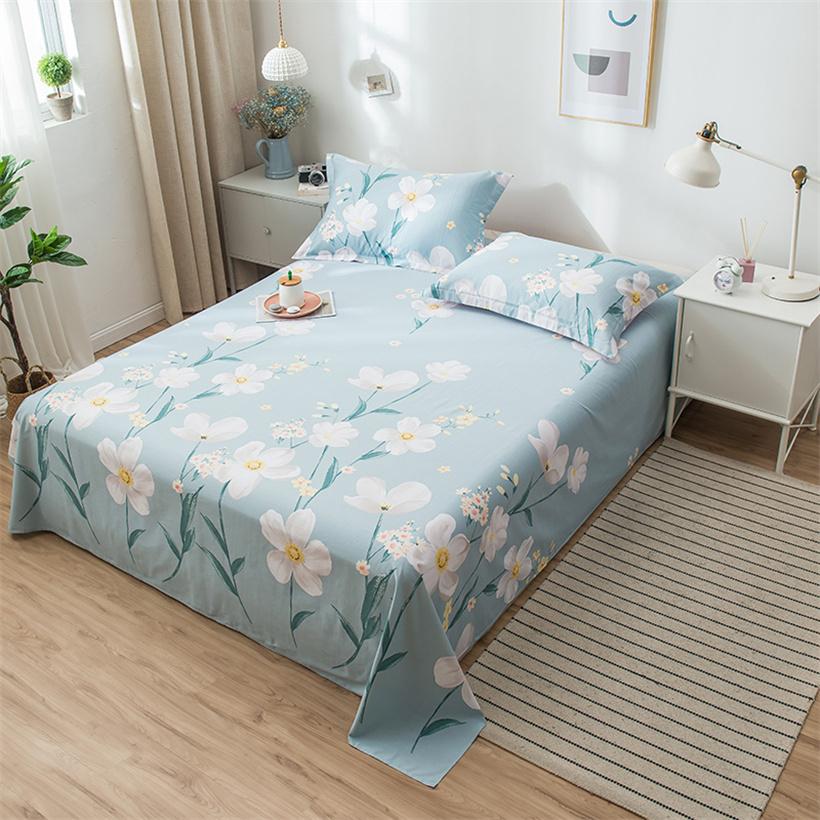Nguyên Chất 100% Cotton Tấm Phẳng Hoạt Hình Thời Trang In Ga Giường Đơn Đôi Nữ Hoàng Vương Kích Thước Drap Giường Vỏ Gối