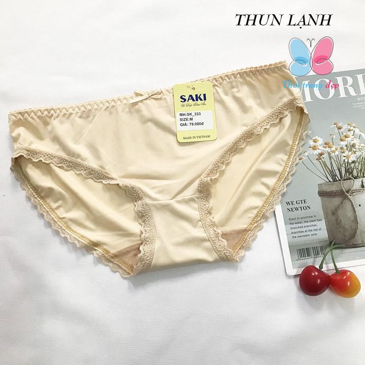 QUẦN LÓT NỮ THUN LẠNH PHỐI REN MỀM MỊN KHÔNG CẤN SAKI - QLNU333