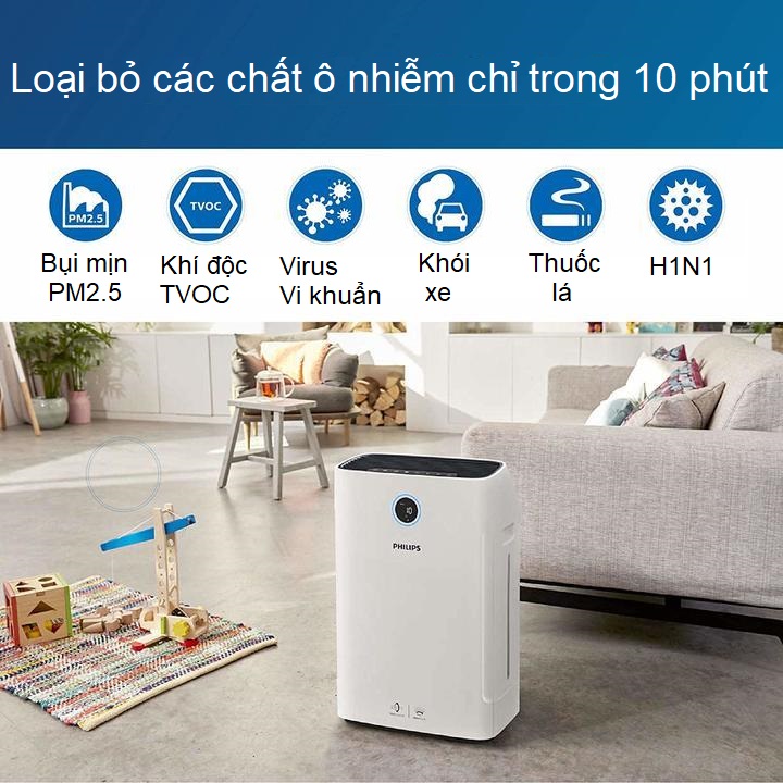 Máy Lọc Không Khí 2 Trong 1 Philips Series 2000 AC2726/00 Kèm Chức Năng Tạo Độ Ẩm - Hàng Nhập Khẩu