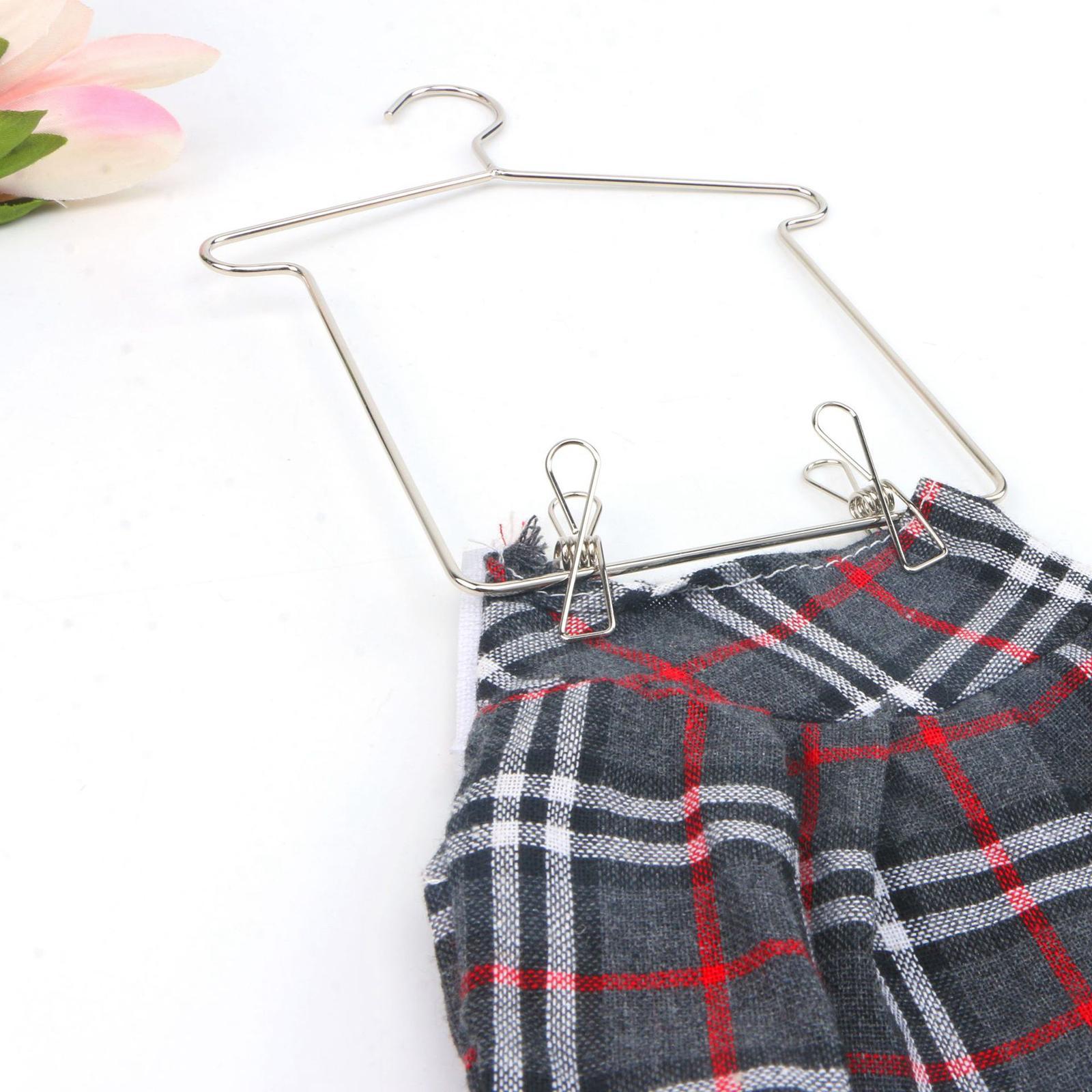 5x 1/3 BJD Dolls Clothes Hanger with Pants Clips Doll House Clothing Rack