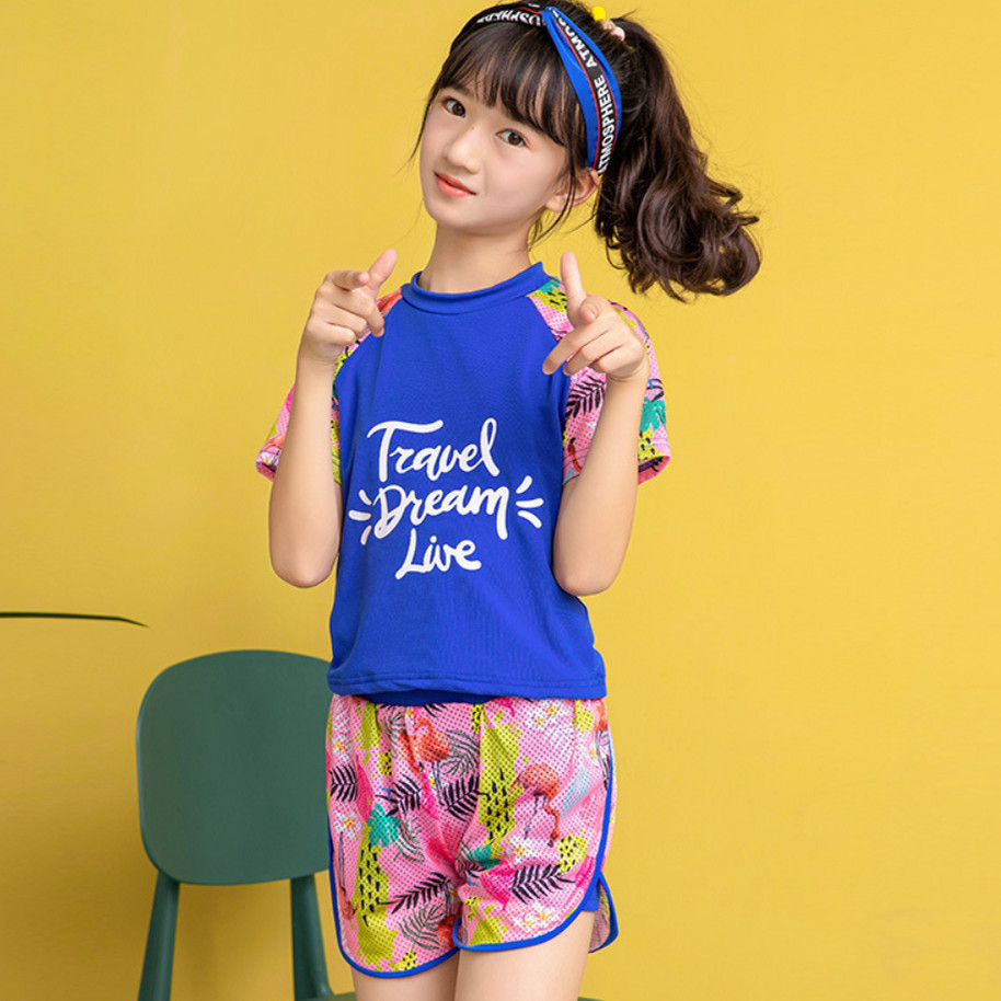 Đồ Bơi Bé Gái Hai Mảnh BB030 MayHomes Áo Ngắn Tay Quần Short Màu Sắc Dễ Thương