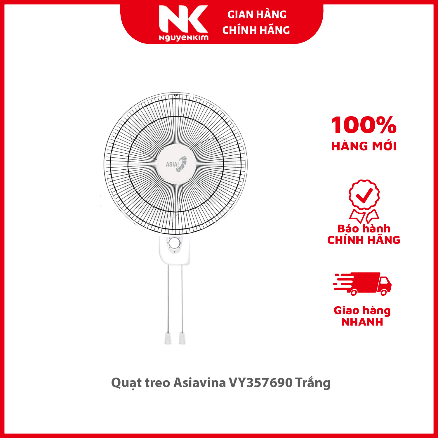 Quạt treo Asiavina VY357690 Trắng - Hàng chính hãng