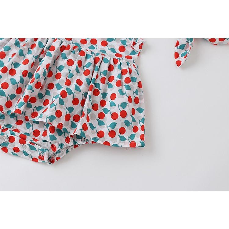 Bodysuit cho bé, áo liền quần sát nách dáng váy cực xinh kèm băng đô cho bé gái từ 7-13kg (SR-731)