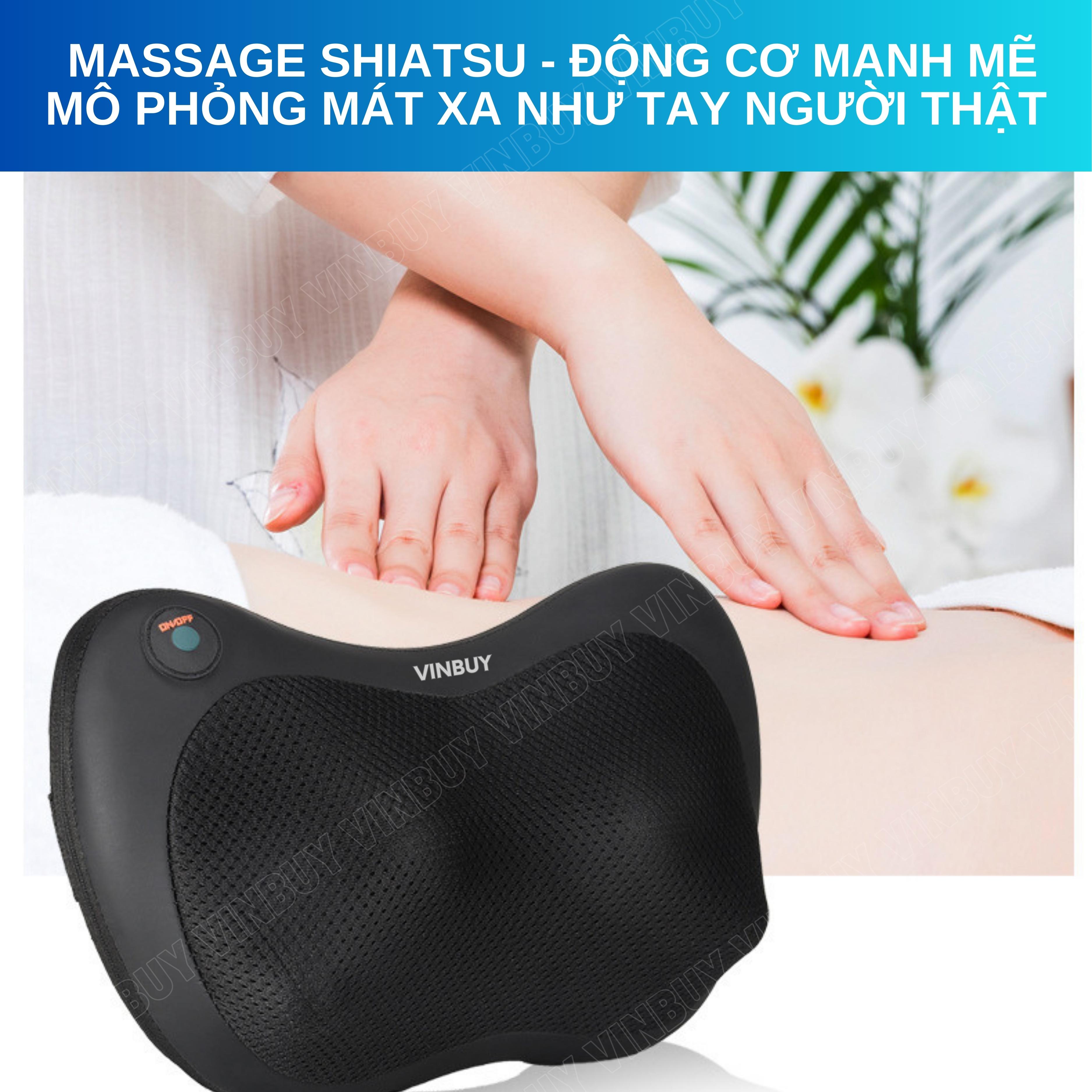 Gối Massage Cổ Vai Gáy Hồng Ngoại VINBUY, Máy Massage Cổ Vai Gáy 2 Chiều - Mát Xa Chuyên Sâu Cho Cổ, Vai Gáy, Lưng Dưới, Đùi, Chân - Sử Dụng Tại Nhà, Văn Phòng, Trên Ô Tô - Hàng Chính Hãng