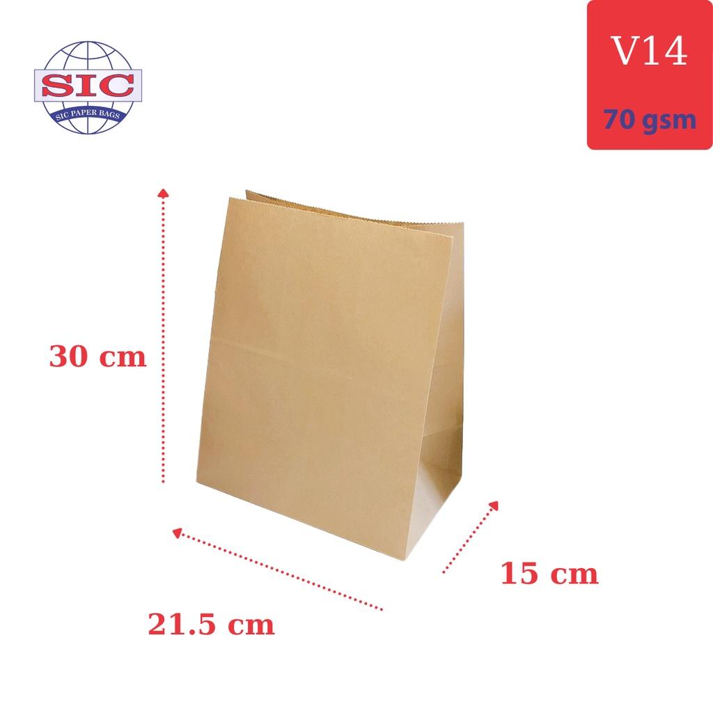 10 CHIẾC TÚI GIẤY KRAFT V14: 21.5x15x30 cm KHÔNG QUAI ( ẢNH THẬT)