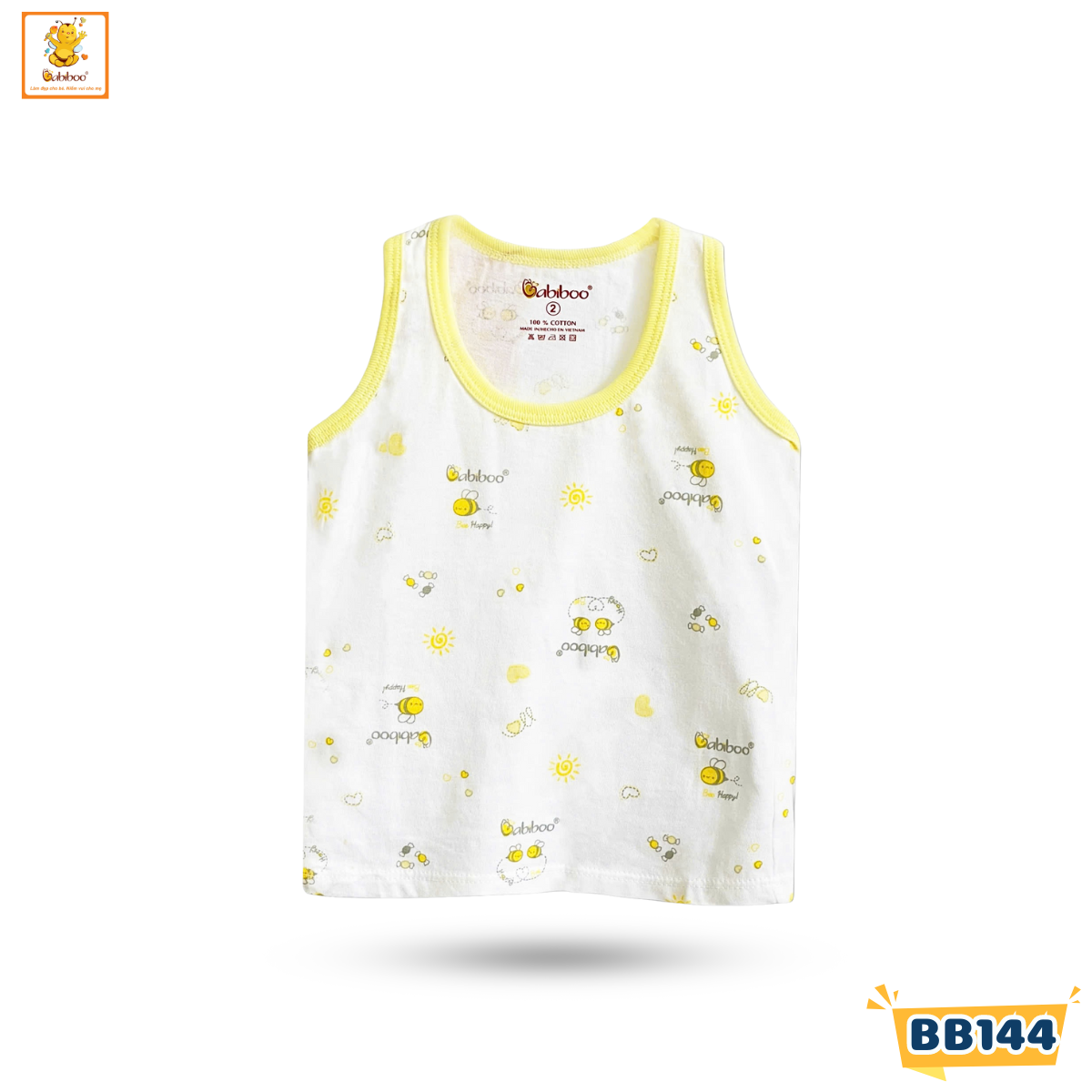 Áo ba lỗ cho bé Babiboo áo sơ sinh cotton 2 chiều mặc mùa hè in hình dễ thương BB144