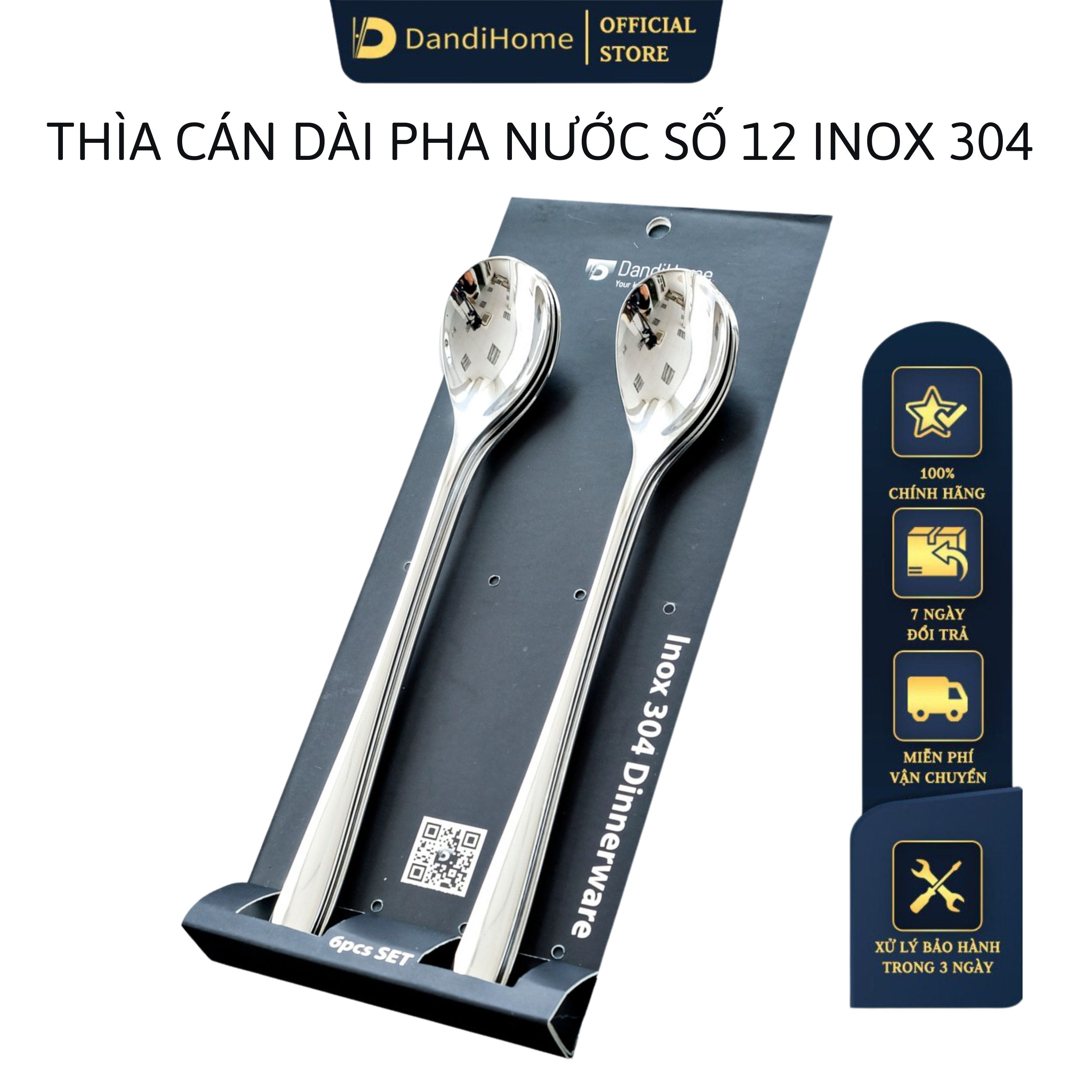 Bộ 6 thìa muỗng inox 304 DandiHome 2020 cao cấp, sang trọng, tinh tế