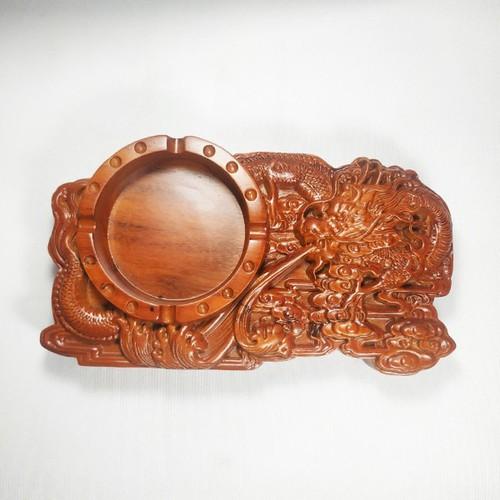 GẠT TÀN THUỐC GỖ HƯƠNG TA NGUYÊN KHỐI CHẠM RỒNG LỬA ĐỂ BÀN CỰC ĐẸP