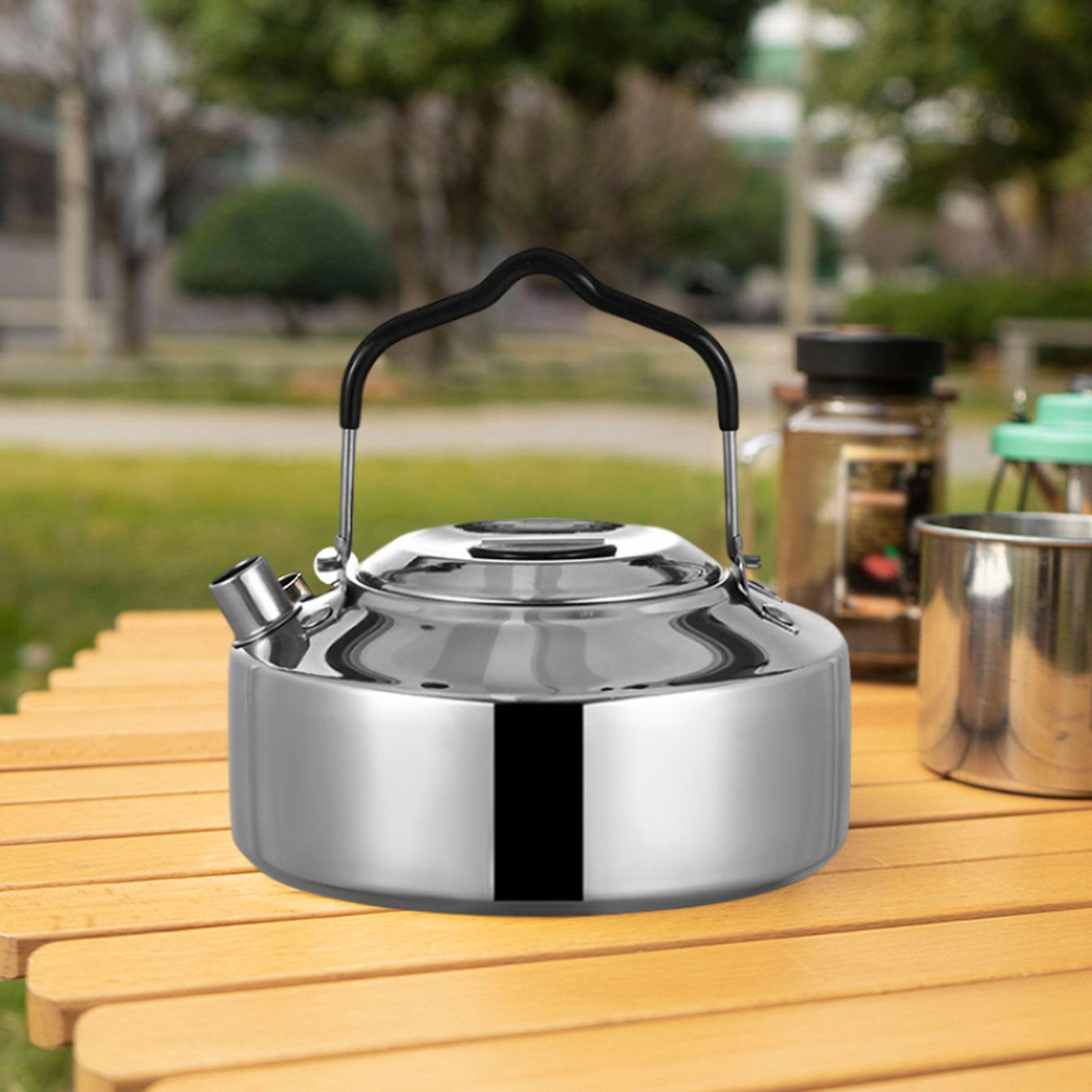 1L Camping Kettle Water Boiler Coffee Pot Easy to Clean Stainless Steel Tea Kettle Tea Pot for Cooking Mountaineering Picnic Hiking Barbecue