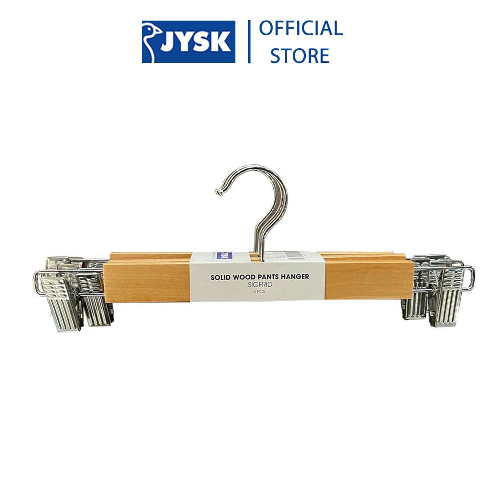 Bộ 3 móc kẹp quần váy | JYSK Sigfrid | gỗ tự nhiên | R33xD1.2xC12cm