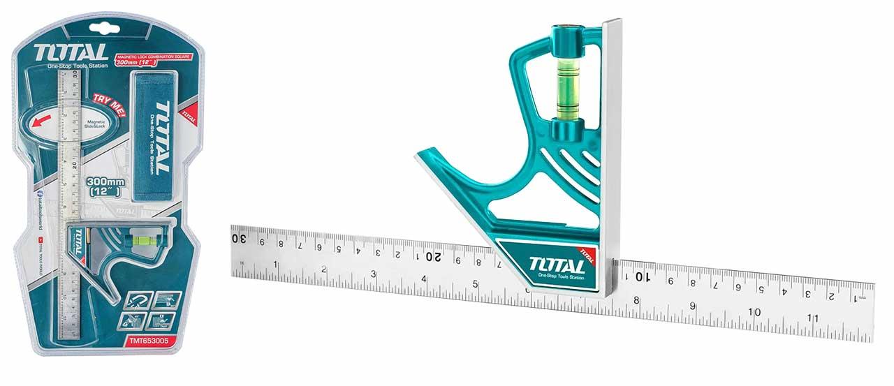 THƯỚC VUÔNG KẾT HỢP CÁN NHỰA 300MM TOTAL TMT653005 - HÀNG CHÍNH HÃNG