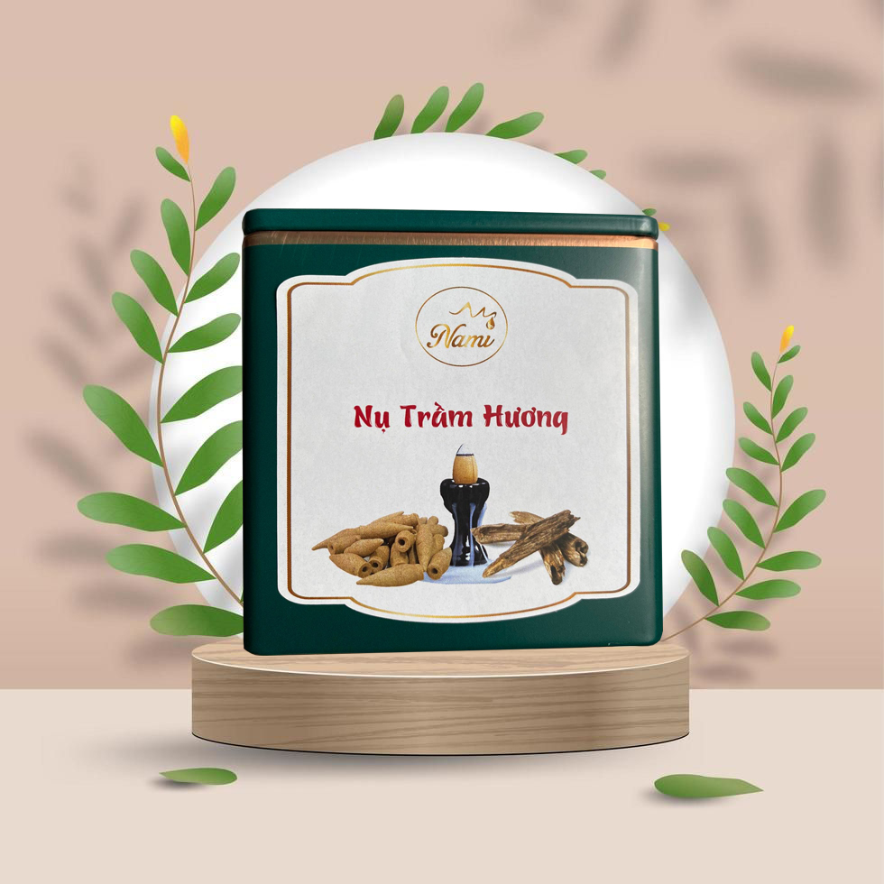 Nhang Nụ Trầm Hương hộp lớn 50 nụ - 100% sạch thiên nhiên - TẶNG KÈM ĐẾ THÁC KHÓI BẰNG SỨ