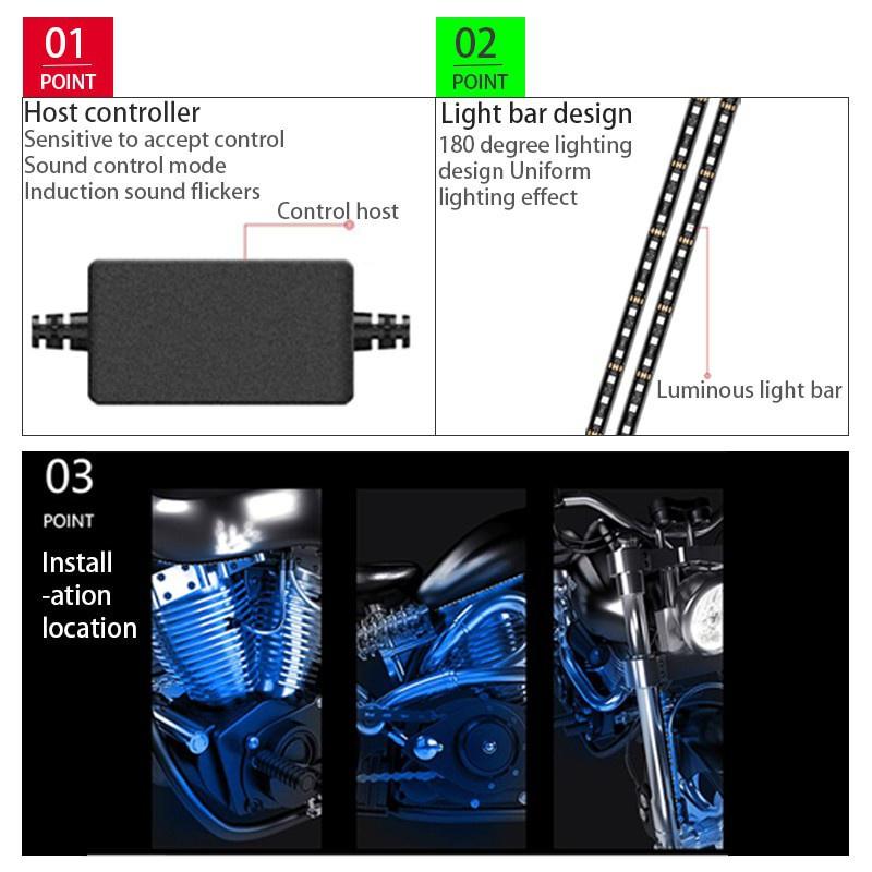 Đèn LED khí quyển cho xe máy Đèn trang trí Điện tử trang trí Miễn phí uốn cong Chống va đập Chống thấm nước Xe tải ô tô đa năng Đèn điều khiển ứng dụng 5050SMD Đèn RGB