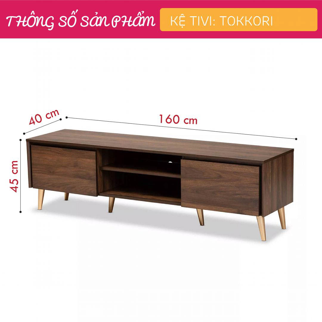 Kệ tivi gỗ hiện đại SMLIFE Tokkori | Gỗ MDF dày 17mm chống ẩm | D160xR40xC45cm