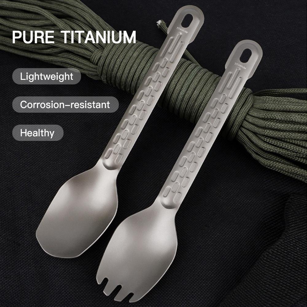 Dụng cụ ăn kim loại titanium nhẹ dễ mang theo đi cắm trại, picnic, đi bộ đường dài