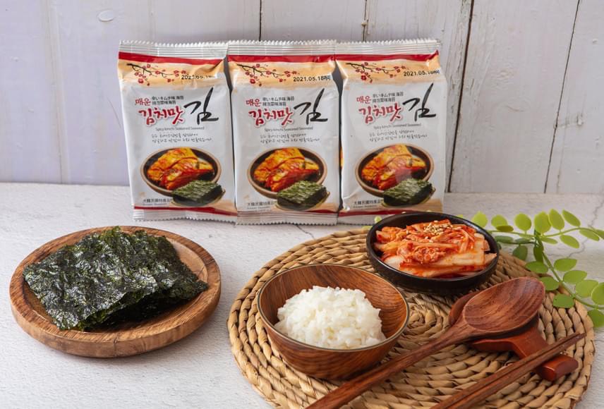 Lốc 3 Gói Rong Biển Vị Kimchi Nhập Khẩu Hàn Quốc 4gx3gói