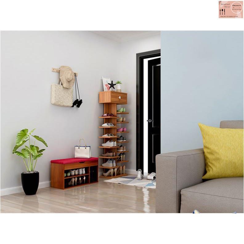 Kệ để giày dép gỗ thông minh, Kệ để giày có ngăn kéo, Tủ để giày 7 tầng bằng gỗ