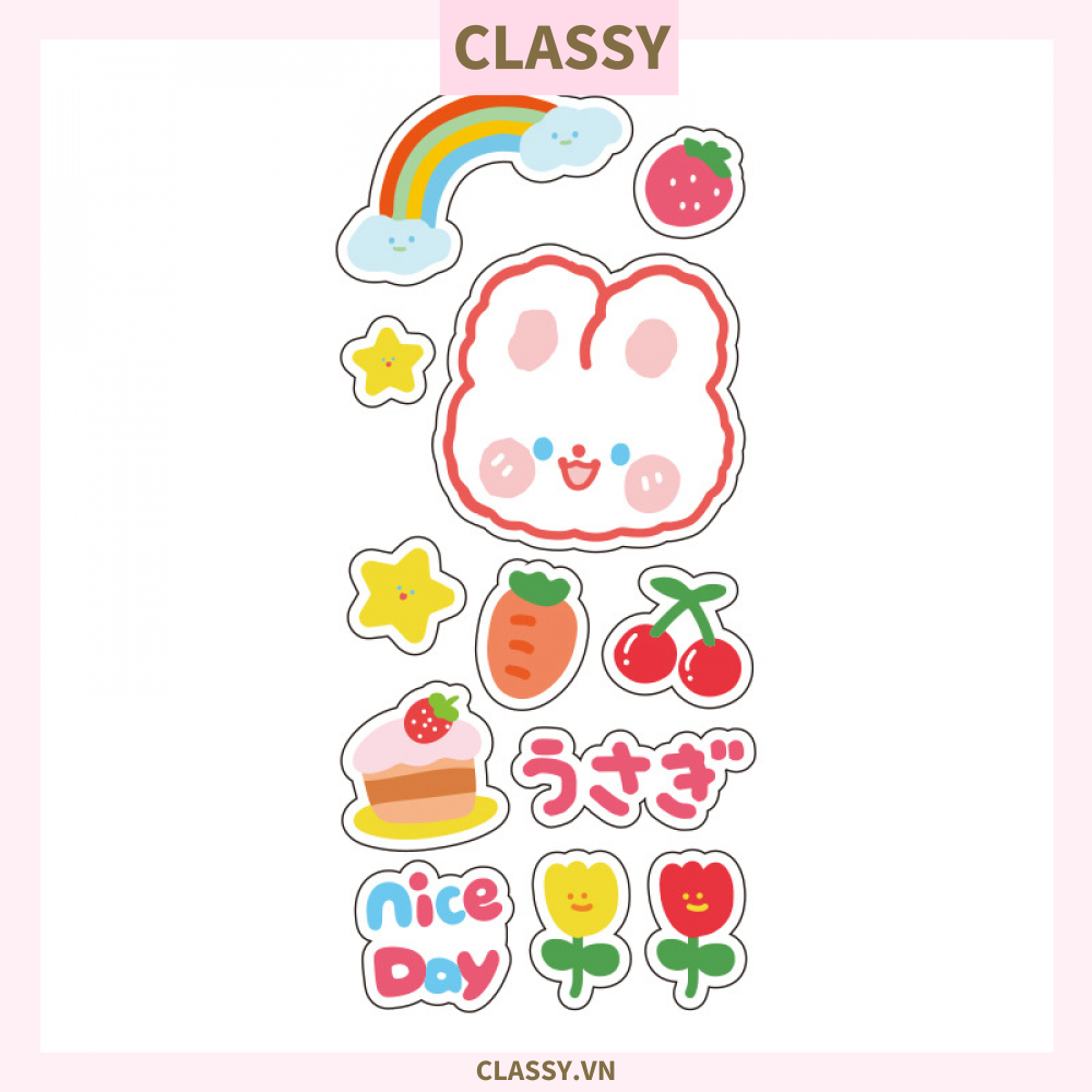 Classy Hình dán, sticker dễ thương, sticker dán laptop, điện thoại, sổ, bình nước nhiều họa tiết PK1380