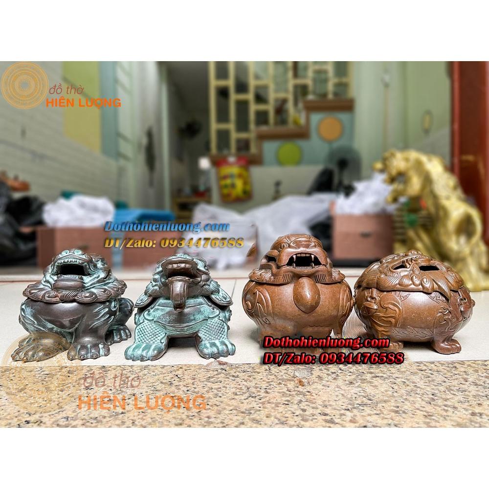Lư Xông Trầm Nghê Bằng Đồng Các Mẫu Màu Xanh Đen Và Màu Nâu Có Hộp Đựng Đi Kèm Đẹp Tinh Xảo