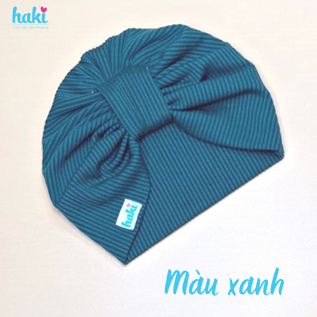 Mũ turban màu trơn vân kẻ HAKI, thiết kế vừa sành điệu vừa giữ ấm với chất liệu mềm mại cho bé trai bé gái MU01 (6-12kg)