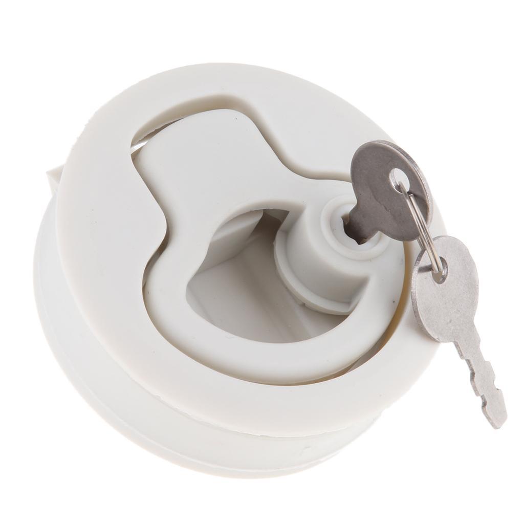 White Round Boat Locker Latch Marine Lock Flush Handle with Key