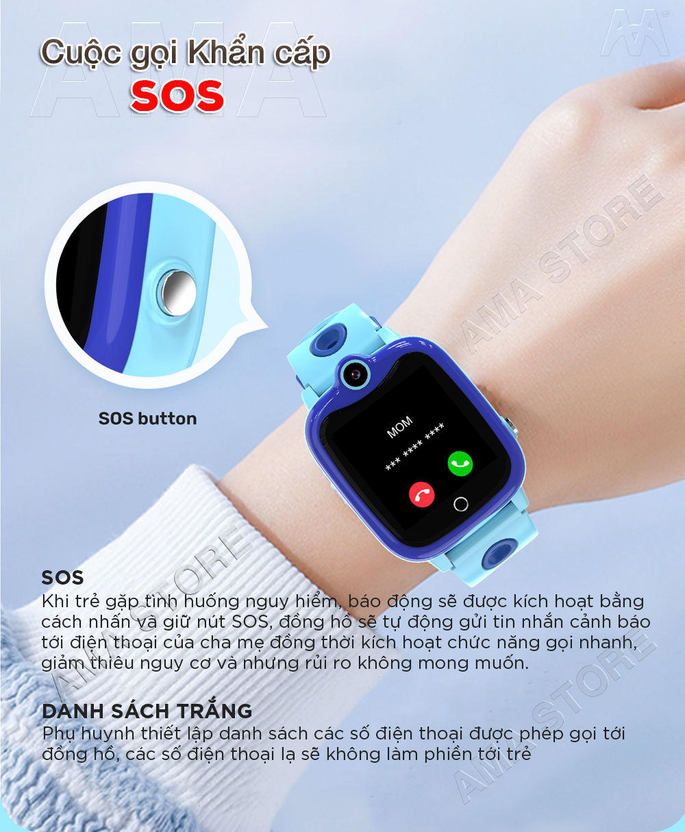 Đồng hồ Thông minh SOS Gọi điện thoại Định vị GPS Chống nước IP67 AMA Watch D06S cho Trẻ con 4 tuổi 5 tuổi 6 tuổi 7 tuổi 8 tuổi 9 tuổi 10 tuổi 11 tuổi Hàng nhập khẩu