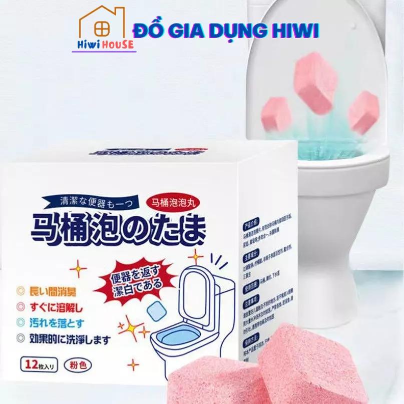 Hộp 12 viên sủi thông tắc làm sạch bồn cầu mẫu mới có hương dùng hiệu quả hiwihouse