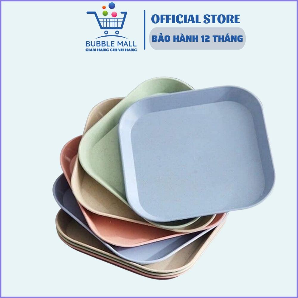 Set 8 đĩa nhựa lúa mạch vuông, đĩa đựng bánh kẹo, đĩa vuông nhỏ nhiều màu