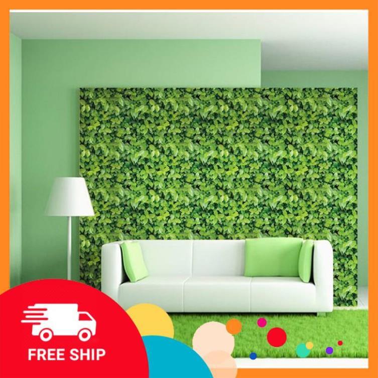 ️️ XẢ 10m Giấy dán tường Cỏ xanh lá xanh có sẵn keo khổ rộng 45cm
