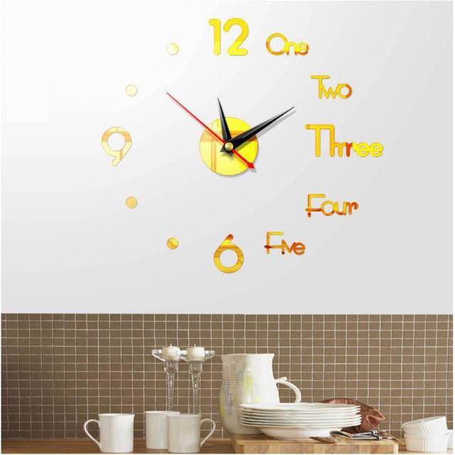 Đồng hồ trang trí dán tường 3D phong cách châu Âu độc đáo