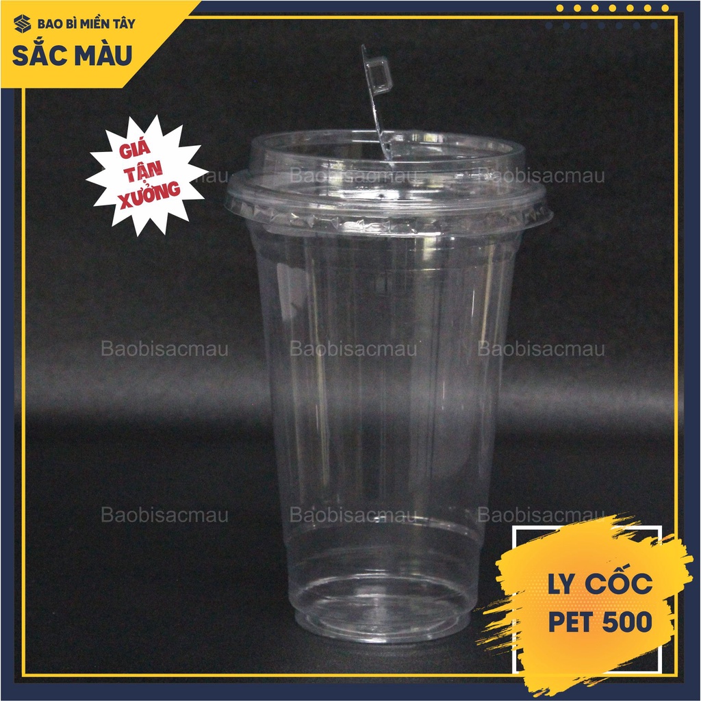 Sỉ 50 cốc nhựa/ ly nhựa PET 650ml kèm nắp