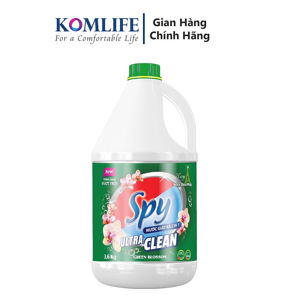 Nước giặt xả SPY ULTRA CLEAN 4,6 kg màu Xanh Lá 2 trong 1 hương hoa Pháp trắng sạch, thơm lâu, tiết kiệm