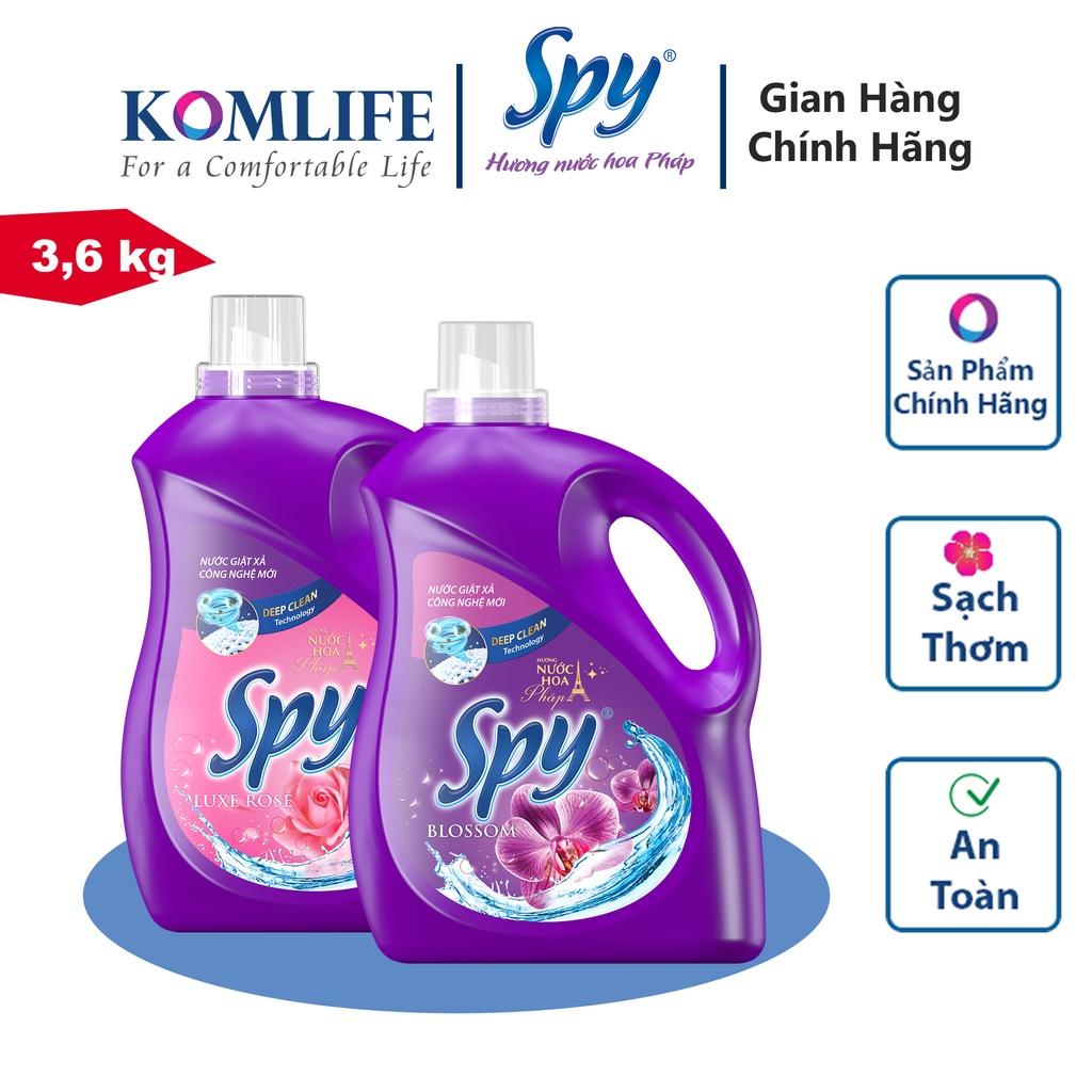 Can nước giặt xả 3,6 kg SPY hương hoa Hồng Deep Clean sạch sâu, thơm lâu giúp làm mềm vải