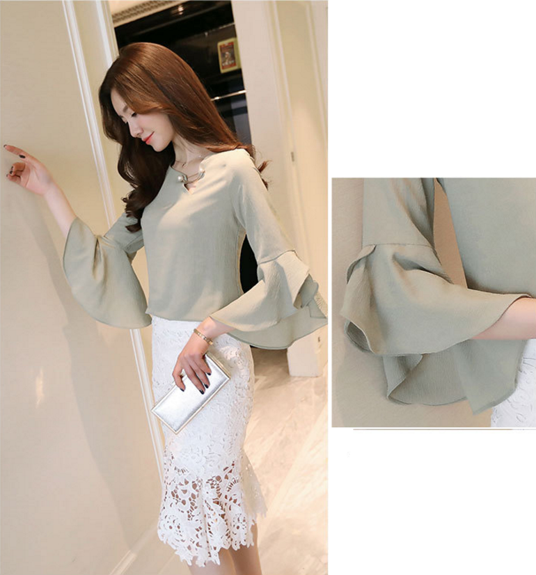 Áo Nữ Kiểu Tay Loe Dễ Thương AN005 MayBlue Cute Women Shirt Flared Sleeves