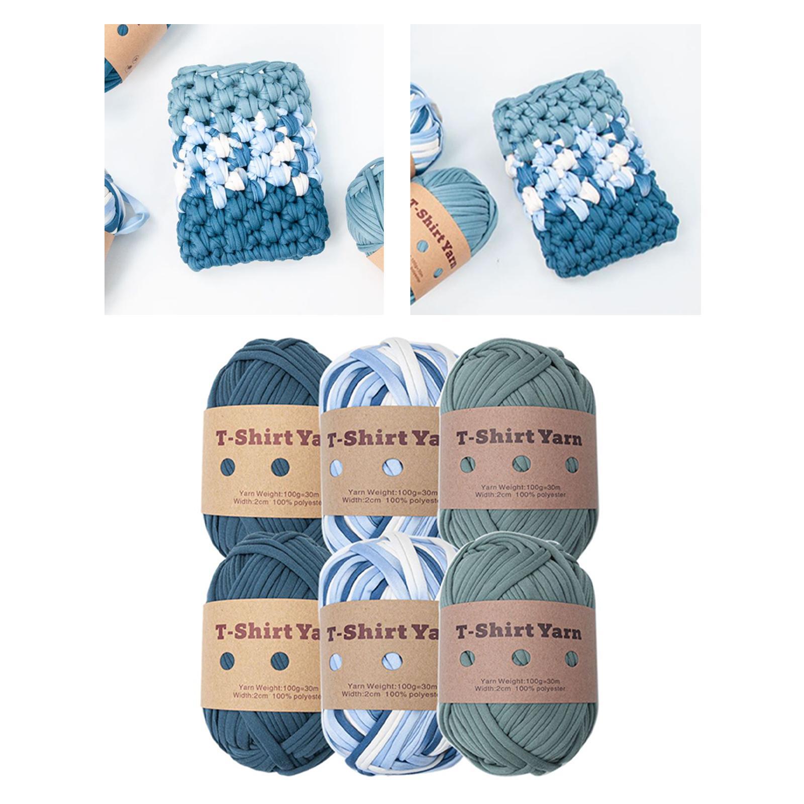 6x T Shirt Yarn 3 Colors Easy to Wash Knitting Yarn for Blanket Throw Pillow