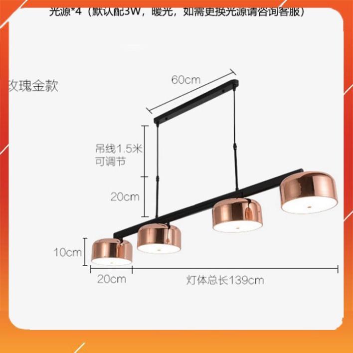 Đèn thả Decor Phục vụ cho Bàn Đảo, phòng Ăn nơi tiếp khách Đèn thả ngang 4 bóng chao màu đồng