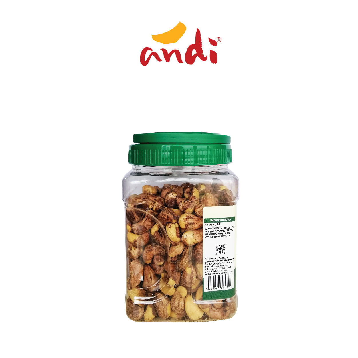 Hạt Điều Rang Muối Biển Vỏ Lụa ANDI Hộp 400g