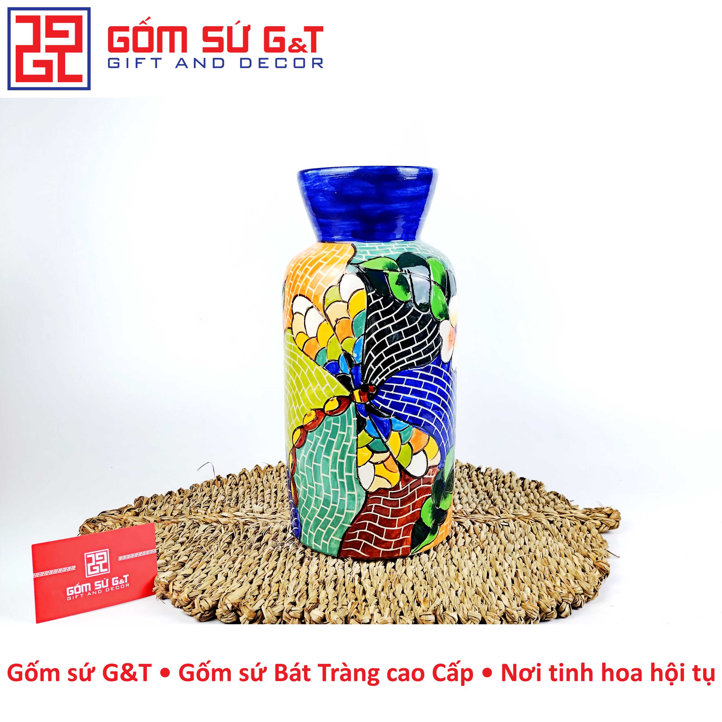 Lọ hoa cổ vát chuồn chuồn Gốm Sứ G&T