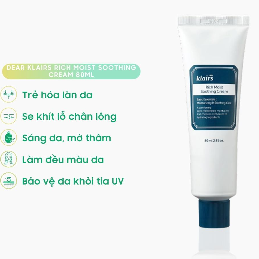 Kem dưỡng ẩm Klairs Rich Moist Soothing Cream 80ml