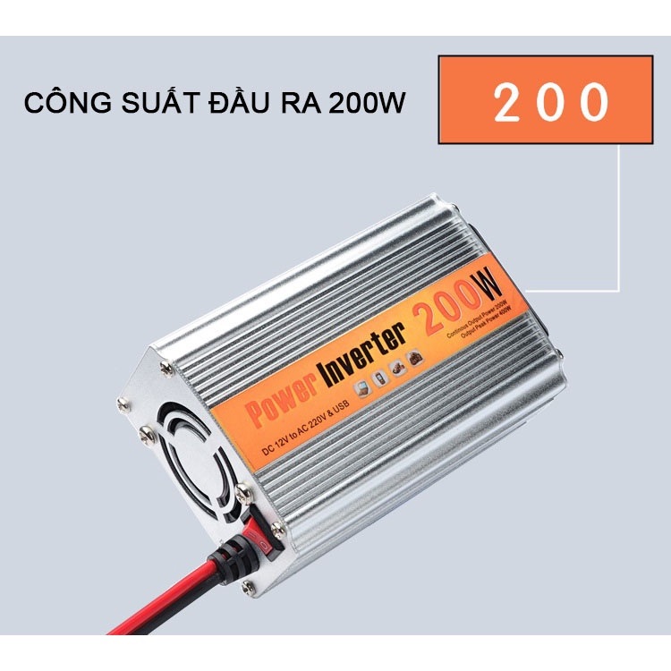ROGTZ Bộ Chuyển Đổi Nguồn Điện DC 12V Sang AC 110V/220V 200W Cho Xe Ô Tô Cao Cấp - Hàng Nhập Khẩu