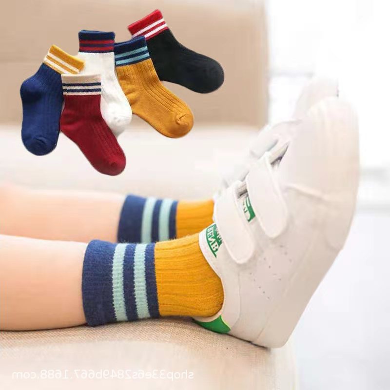 Set 5 Đôi Tất vớ trẻ em cotton mềm mịn thoáng mái cho bé trai bé gái - Tất cao cổ cho bé phong cách Hàn Quốc