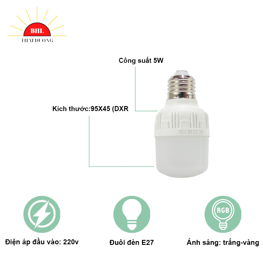 BÓNG ĐÈN LED TRỤ TRÒN 50W - 30W - 20W - 10W - 5W - VỎ NHỰA CAO CẤP