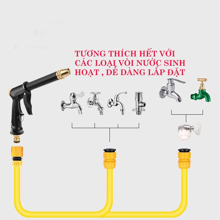 Vòi Xịt Tăng Áp Rửa Xe Ô Tô,Tưới Cây 15m 206810-2 cút đồng nối đồng